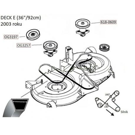 Pasek klinowy MTD SE135A, SE150H nr 754-04024 napędu noży 