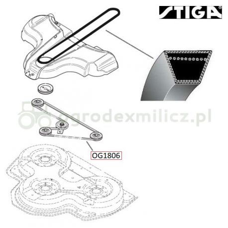 Pasek napędu kosiska Park 100 Combi 3 (2WD) nr 1134-9156-01