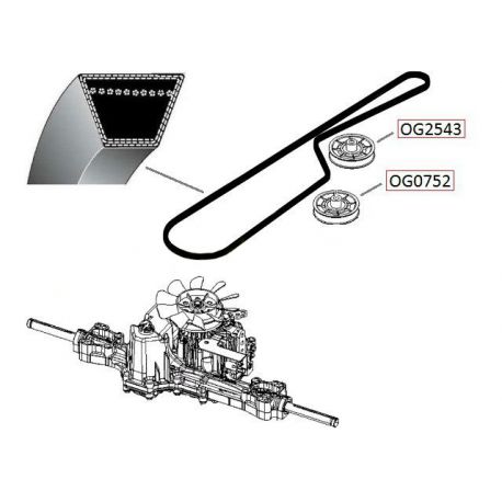 Pasek klinowy napędu jazdy Husqvarna LTH152, LTH174, TS238 nr 532130969